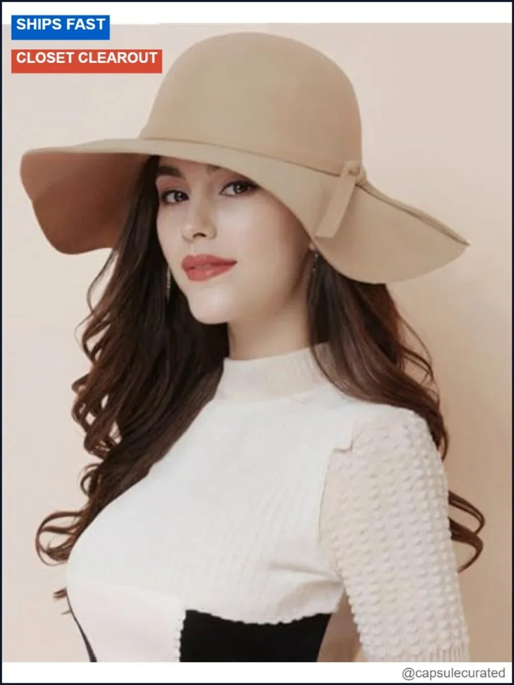 Women's 100% Wool Foldable Wide Brim Fedora Floppy Felt Bowler Hat